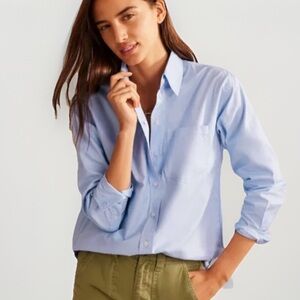 Boden Connie Cotton Oxford Shirt 16 Blue Office Career Classic Button Up Collar